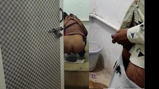 horny husband fucking his sexy ass wife in the toilet with doggie style