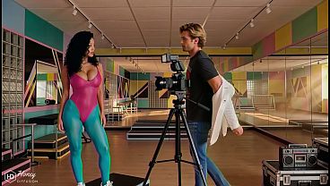 Fitness Instructor and Cameraman in Workout Scene Video